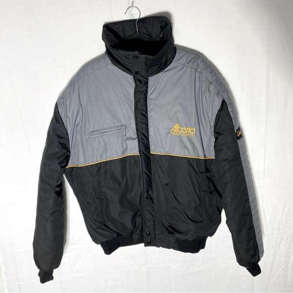 Vintage Alberta Transport Foreman Bomber Style Black Grey Winter Coat XXL - Picture 16 of 16